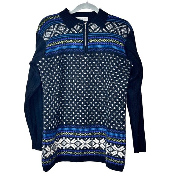 Vintage Amanda Smith Lambswool Blend Sweater Women's M Nordic Quarter Zip - Picture 1 of 9